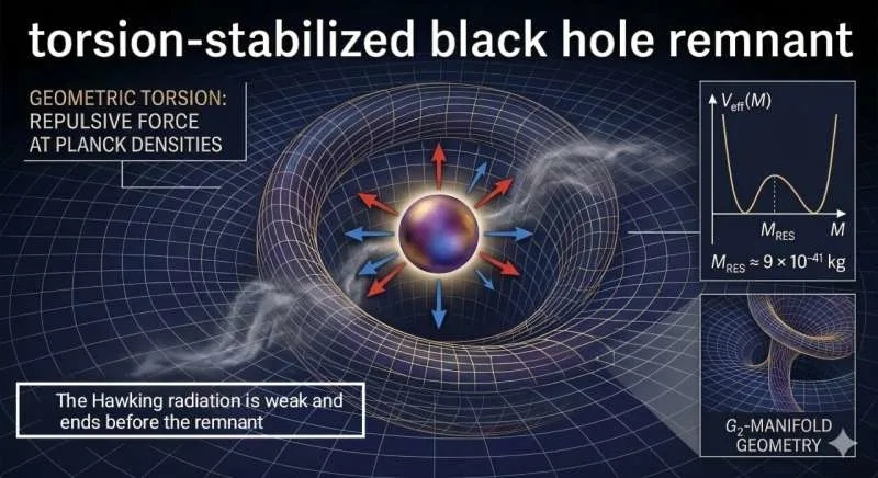 Illustration of a purple sphere surrounded by red and blue arrows on a space-time curve graph. 