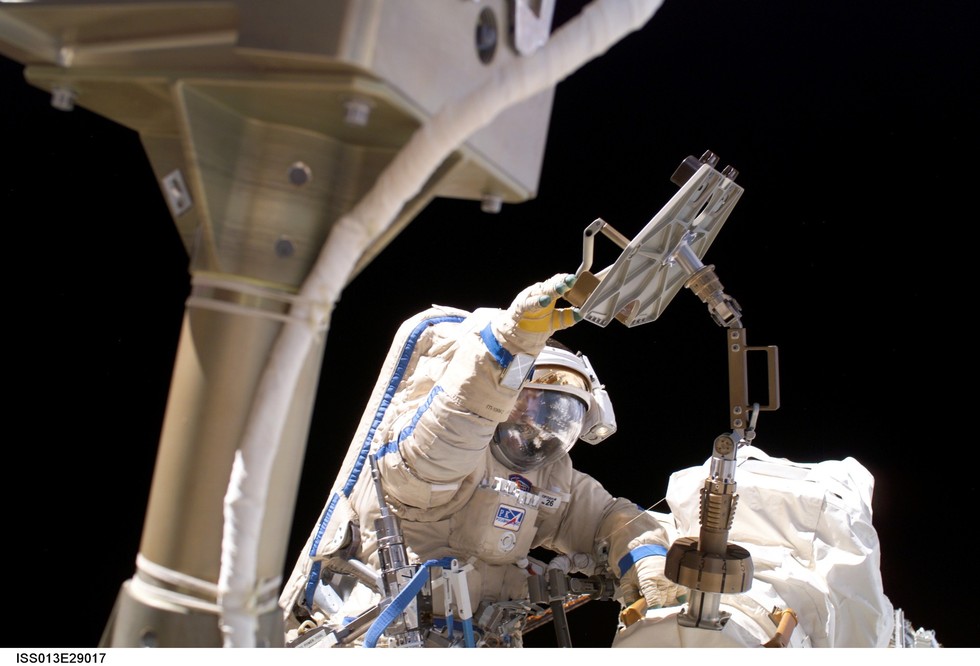 Williams used Russia's Orlan spacesuit during spacewalks during Expedition 13.