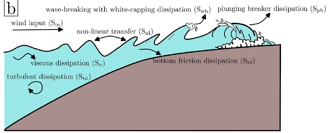 Diagram from the paper showing the different forces used to calculate wave height. Credit - UG Schneck et al.