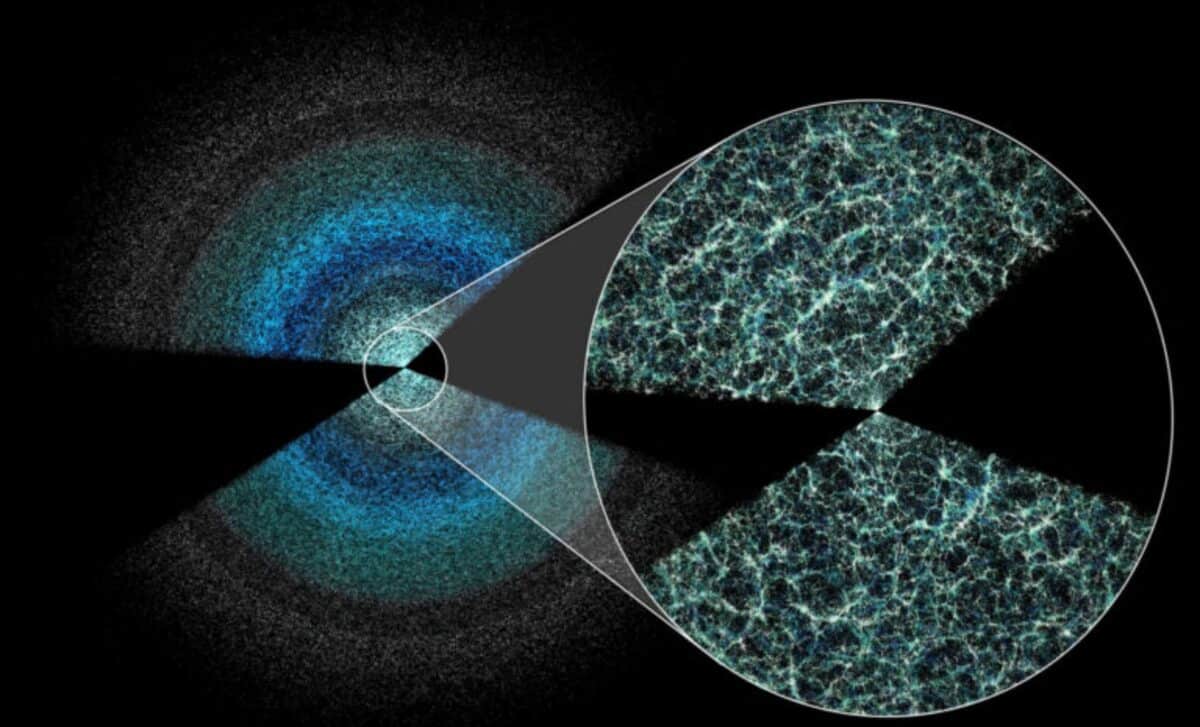 Desi's 5,000-fiber array maps 47 million galaxies in 3D, charting the universe's massive web of filaments and voids ©claire Lamman