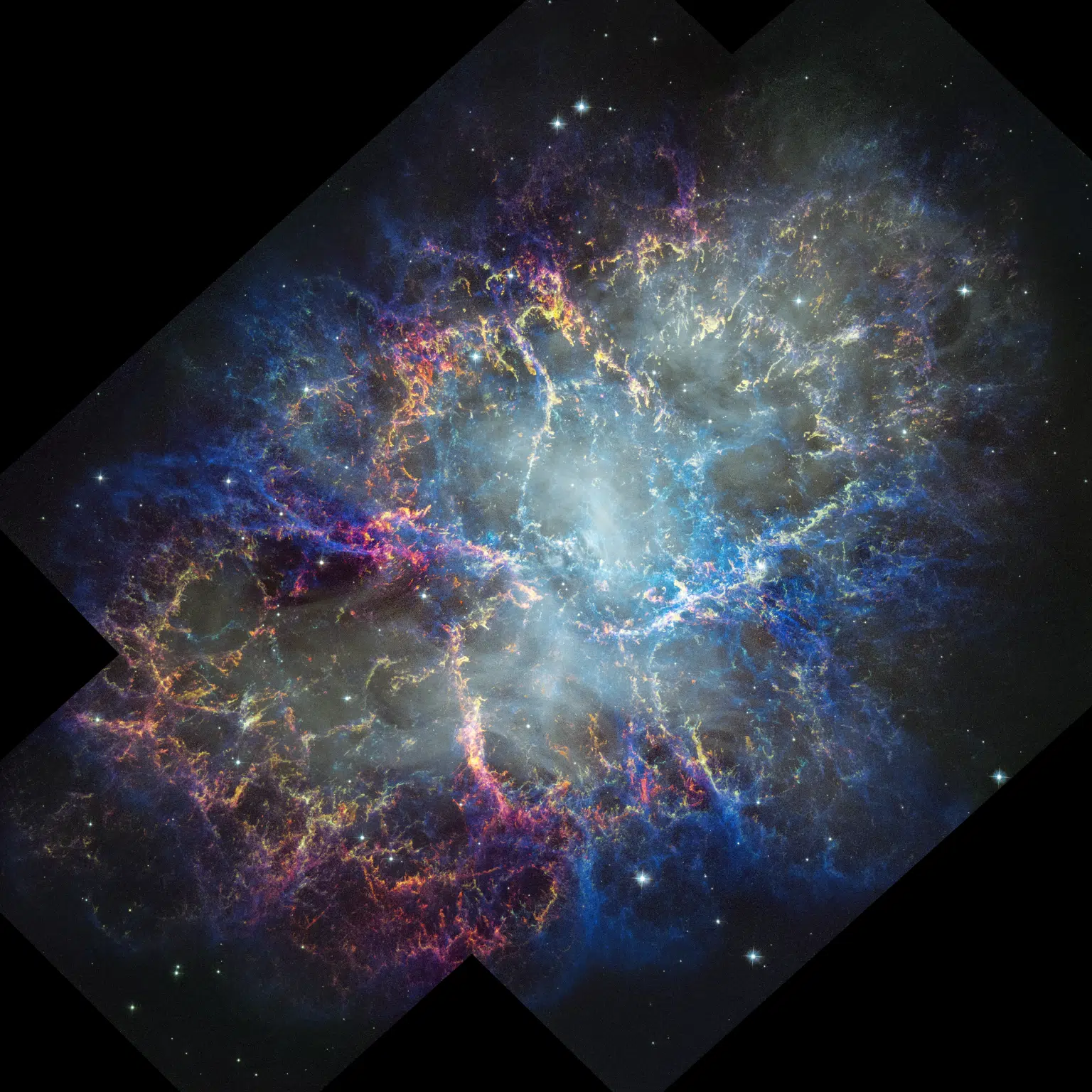 This image of the Crab Nebula captured by NASA's Hubble Space Telescope, combined with past observations and observations from other telescopes, allows astronomers to study how supernova remnants expand and evolve over time. NASA, ESA, STScI, William Blair (JHU); Image processing: Joseph DePasquale (STScI)